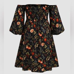 Cider 2x NWT Fruir & Floral Off Shoulder Slit Maxi Dress Curve & Plus